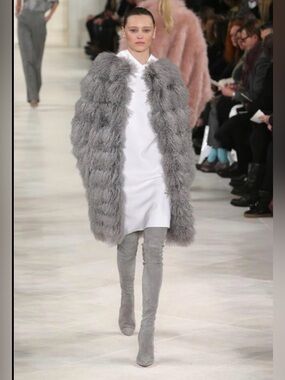 Ralph Lauren Collection Light Grey Suede Over-the-Knee Boots